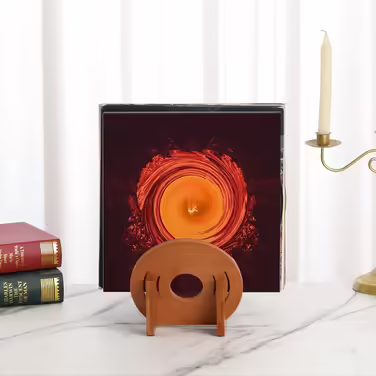 Vinyl Record Storage Rack – Tabletop Vintage Music Album Display Rack – Vinyl Record Storage Shelf Brown