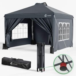 VOUNOT® 3x3m (approximately 10x10ft) Gazebo - Waterproof, Stable, Winter-Resistant, Pop-Up Folding Gazebo with 4 Side Walls and 3 Sandbags, Foldable Party Tent, Garden Tent, Garden Gazebo including Bag, Green (pop up gazebo grey)