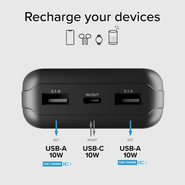 Powerbank SBS Solar 20000mAh з сонячною панеллю, швидкою зарядкою, LED-індикатором, USB-C, USB-A, чорний