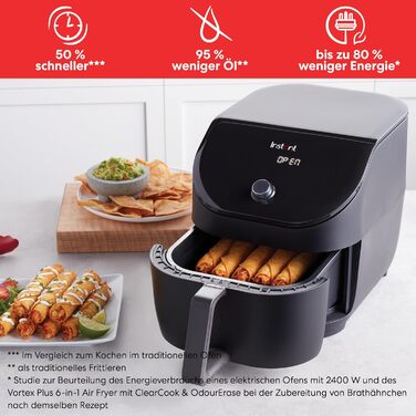 Instant Vortex Slim 5.7L Digital Air Fryer, Black, 5-in-1 Smart Programmable Air Fryer, Baking, Roasting, Grilling, Reheating - 1700W Large Digital Slim Design (5.7L)