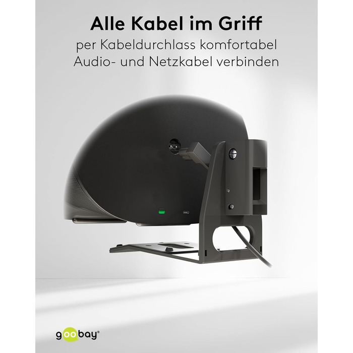 Настінний кронштейн-підставка для колонки Sonos Era 300 від Goobay, чорний, висота 71 см, з кабелеменеджментом, витримує до 3 кг