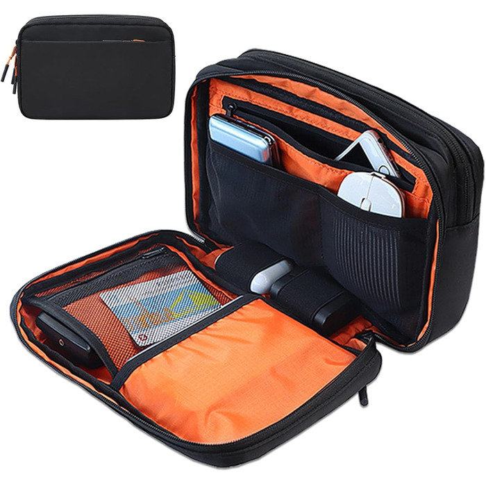 Органайзер для кабелів Teskyer - водонепроникний, портативний, для подорожей, 25 x 17 x 8 см, чорний