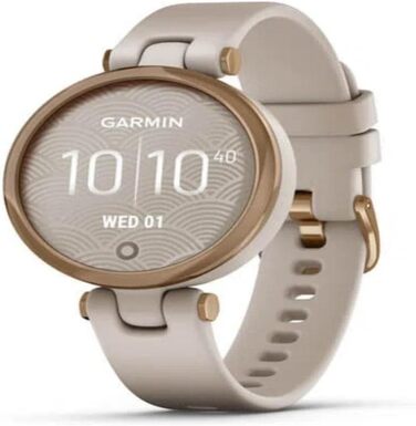 Розумний годинник Garmin Lily™ з сенсорним екраном та унікальним об'єктивом, світло-золотистий з білим шкіряним ремінцем