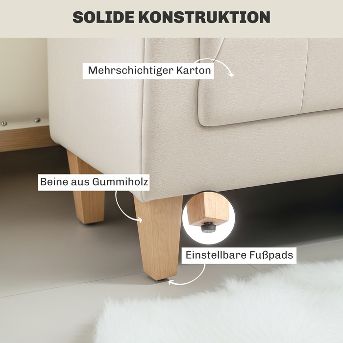 HOMCOM Bench with Chenille Upholstery, Armrest Bed Bench with 2 Cylinder Cushions, Wooden Frame, Shoe Bench for Bedroom, Living Room, Entryway 115 x 44 x 58 cm Beige | Aosom