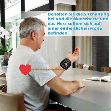 Цифровий тонометр WADEO на зап'ясті, мовлення 5 мовами, виявлення аритмії, портативний тонометр для дому та подорожей, 2 x 99 пам'ять, з батарейками та коробкою для зберігання, білий (чорний)