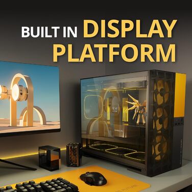 Корпус для ПК Geometric Future M5 Vent Mesh, Mid Tower, E-ATX/ATX, Чорний/Жовтий, з вентиляторами, підтримка радіатора 420/360, Dual-Chamber