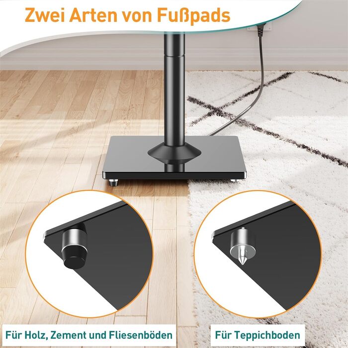 Підставка для акустики ELIVED, 808 мм, зі скляною основою, для сателітної та поличкової акустики, з інтегрованим кабелепроводом, 10 кг, 1 шт.