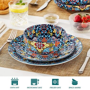 Набір мисок Vancasso з богемської кераміки, 800 мл, кольоровий набір мисок для кухні, сумісний з посудомийною машиною та мікрохвильовою піччю, для салату, макаронів, рису, вівсянки, фруктів