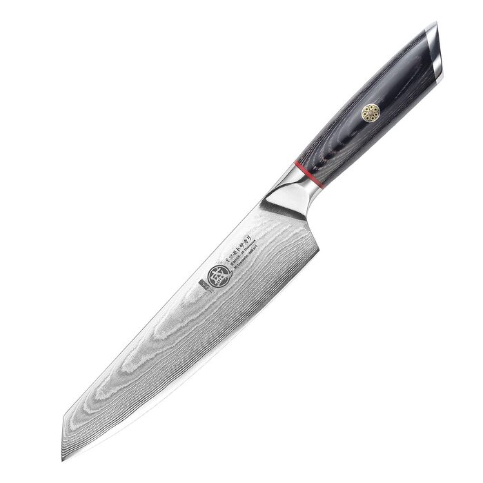 Ніж кухарський японський MITSUMOTO SAKARI Kiritsuke 18 см, сталь AUS-10 Damast, руків'ять Pakkawood, дерев'яна подарункова коробка