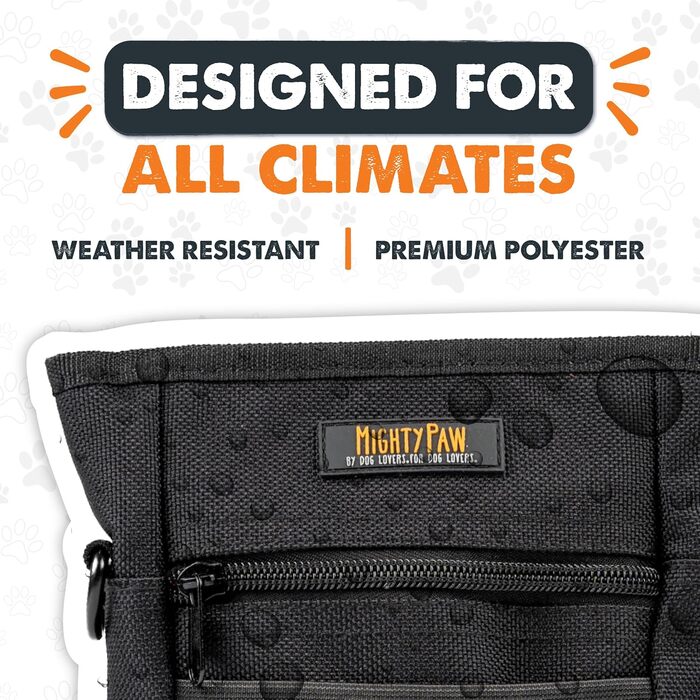 Сумка для ласощів Mighty Paw для собак: навчання та тренування | Зручна сумка для ласощів на руці для собак | Оранжево-чорна