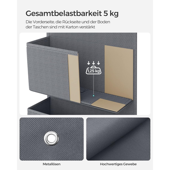 Органайзер для шафи SONGMICS з 4 кишенями, 12 x 33,5 x 100 см, сірий