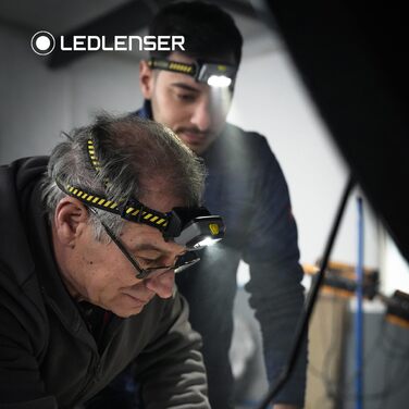 Налобний ліхтар Ledlenser HF4R Work 500 лм, водонепроникний IP68, з червоним світлом, акумуляторний, для outdoor та роботи, чорний/жовтий