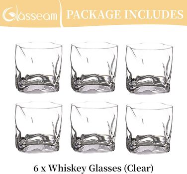 Набір склянок для віскі з нерівними гранями, 6 шт. Об'єм 250 мл. Стильні келихи для скотчу, бурбону, рому. Ідеальний подарунок для тата, чоловіка, друзів. Прозорі скляні келихи для бару.