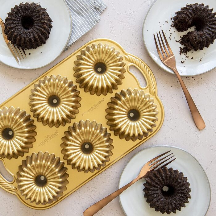 Форма для випічки Bundtlette Pan Nordic Ware, алюміній, золотий, 38 x 22.2 см