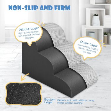 Сходинки для собак Couleeur 3 ступені: зручні та портативні для літніх та поранених тварин