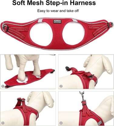 Нашийник для собак з повідком Anti-Pull, світловідбиваючий, для маленьких собак, кошенят, тварин (Червоний, S)