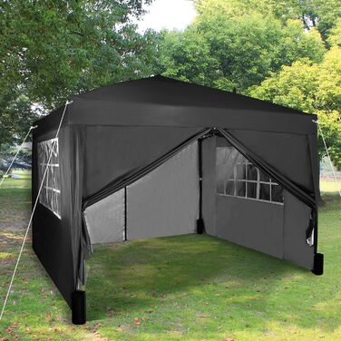 Pavilion with silver protective coating, waterproof, 3 x 3 m, White (Black)