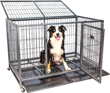 Транспортна переноска для собак Mouvedy XL, 123x79x84 см, переноска для собак для дому та вулиці, 2 двері, висувна підставка, 360° колеса