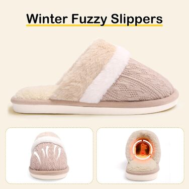 Жіночі халапи Xnova з плюшу, м'які та зручні, з піною пам'яті, антиковзаючі, теплі зимові халапи (Хакі, 42/43 EU)