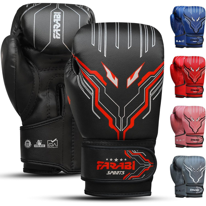 Боксерські рукавички Farabi для дітей (6oz) - чорні, для MMA, Муай Тай, тренувань
