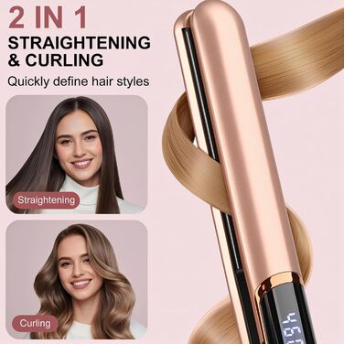 Випрямляч для волосся JAETON 2-в-1: випрямлення та локони, керамічне покриття, LCD дисплей, 100-230°C