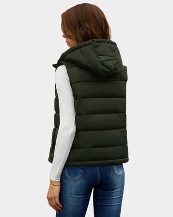 Зручна зимова жилетка Daen Weste Kurz Elegant - легка, з капюшоном (зелена, M)