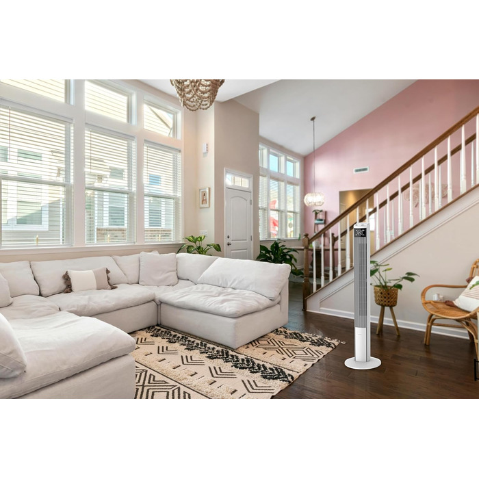 Вентилятор турецький Be Cool 121 см, 3 швидкості, осциляція, LED-дисплей, таймер 12год, іонізатор, пульт, білий, 45W