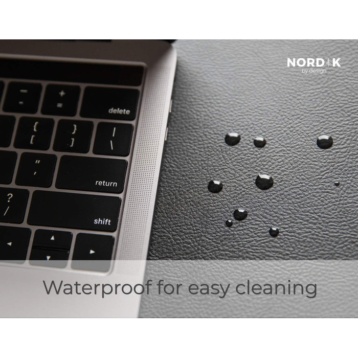 Підкладка на стіл Nordik зі шкіри, органайзер для кабелів (Pebble Black 35x43.2 см) - преміум килимок для миші для дому та офісу, веганський захист столу