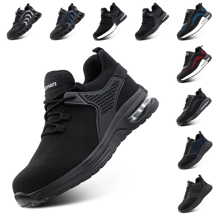 Черевики робочі чоловічі/жіночі Hitmars, з металевим підноском, зручні кухарські черевики, легкі, для дахів, чорні/сині, EU36-48 (42 EU)