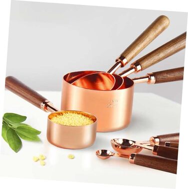 8-Piece Rose Gold Multifunctional Measuring Cup and Spoon Set with Handles - For Baking and Cooking
