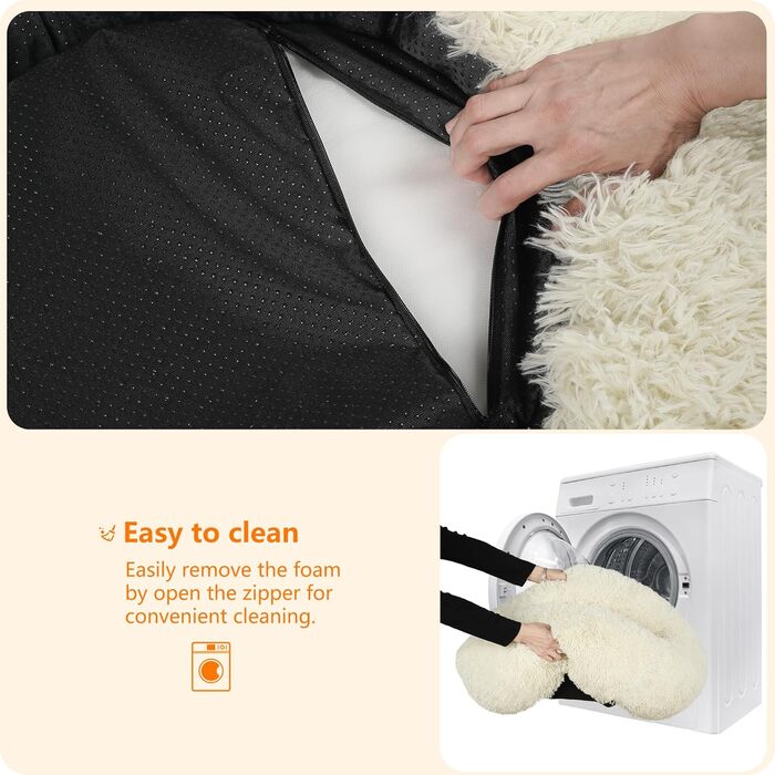 Ортопедичне ліжко для собак, круглий пуф-кіготник, софа для котів та собак, м'яке ліжко-кошик, можна прати, діаметр 100 см, бежеве (100 x 100 x 20 см)