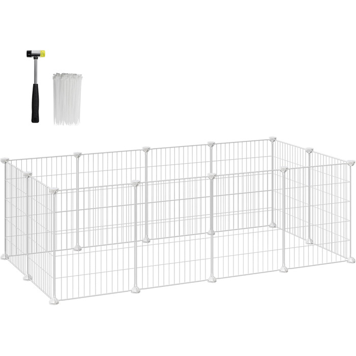 Клітка для дрібних тварин SONGMICS LPI01H, металева, 143 x 73 x 46 см, біла