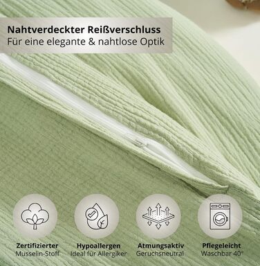 Набір постільної білизни для дитячого ліжечка Kinderbettwäsche 100x135: 2 шт. | Сертифікат ÖkoTex, підходить для алергіків | Набір муслінової постільної білизни з 1 простирадлом 135x100 та 1 наволочкою 40x60 | Хакі 100 см x 135 см Хакі