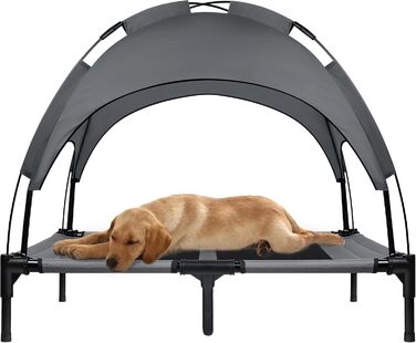 Підвищене ліжко для собак з балдахіном, ліжко для домашніх тварин Outdoor для кемпінгу, пляжу. Ліжко для собак з водонепроникним дахом, диван для собак з дихаючою сіткою. Розмір XL - 122 x 92 x 102 см (L-92 x 76 x 92 см)