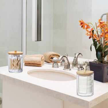 Організатор для косметики ALINK, 3 шт. Ватні палички, аптекарські склянки для ванної кімнати, бавовняні диски, нитки зубні, косметичні губки, шпильки для волосся (прозорий)