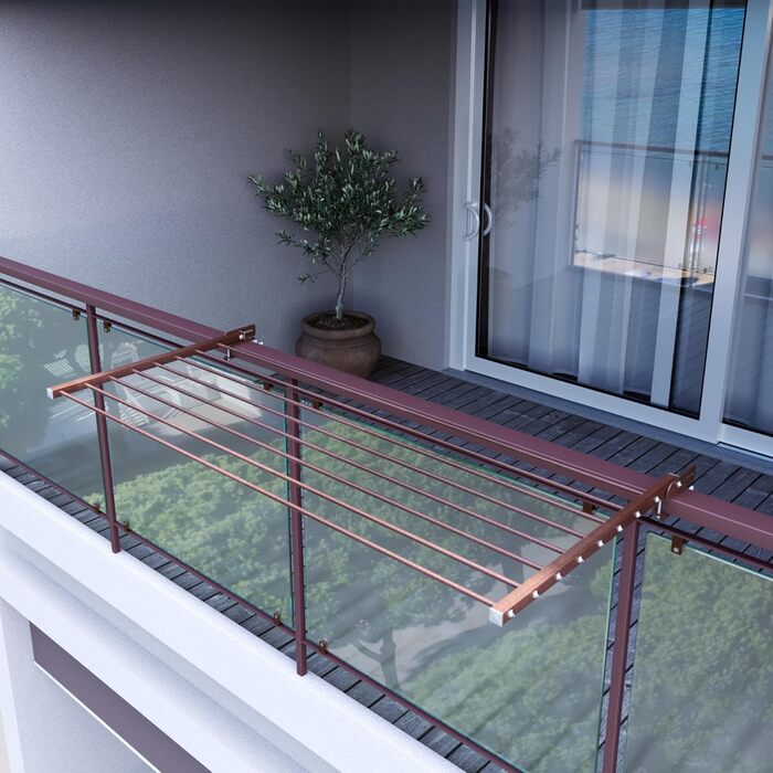 Сушарка для білизни Foxydry Duo для балкона, тераси та перил з нержавіючої сталі та алюмінію, коричнева, 102 см