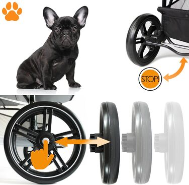 COOPER Складаний переносний візок для собак до 32 кг | Візок для тварин з регульованою висотою та кошиком для покупок | М'які ручки Soft Touch та світловідбиваючий дизайн | Ідеальний для транспортування домашніх тварин – Сірий