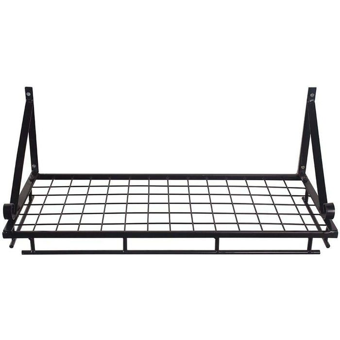 K-1121 60 CM Black Large Kitchen Shelf, Wall Shelf for Pots, Pans, and Utensils, Hanging Shelf with 10 Hooks