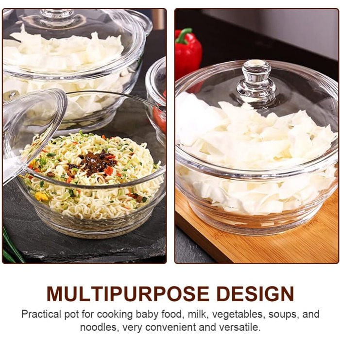 Cabilock Glass Pot Soup Pot Glass Pot Induction Pot Glass Pan Heat-Resistant Glass Pot Borosilicate Glass Pot Braising Pot Noodle Bowl For Transparent M Yogurt Casserole