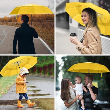 Зонт чоловічий/жіночий/дитячий Herreicher - автоматичний, штормостійкий, легкий, компактний, 102 см, 10 ребер (жовтий)