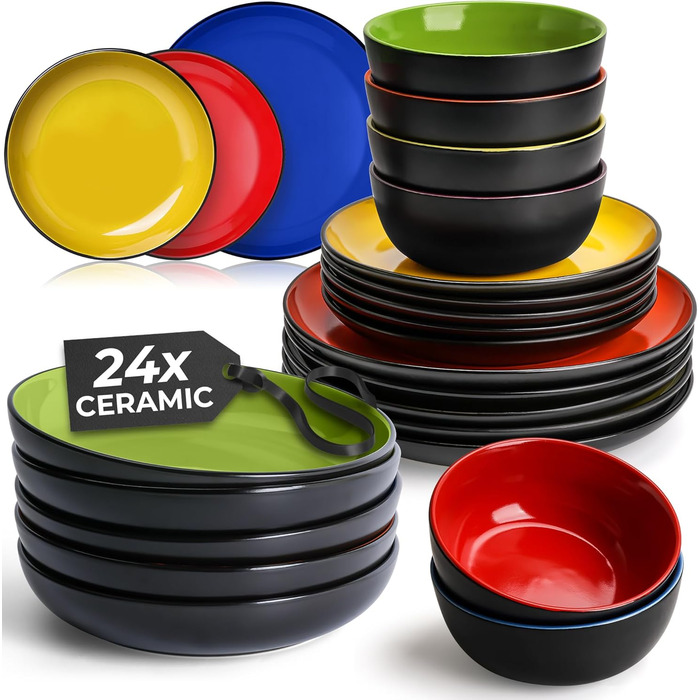 Набір посуду Miamio Le Papillon (24 частини) - сервіз зі столових тарілок, супових тарілок, чашок та салатників, матеріал - столовий фарфор