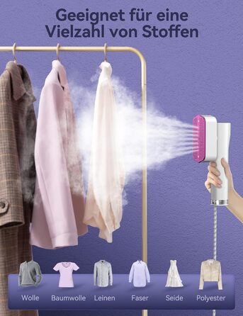 Sundu Паровий праска-випрямляч 2-в-1, туристична праска з LED дисплеєм, 4 режими, швидкий нагрів 15с, для одягу (білий)