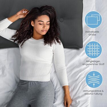 Підголовник для спини ELONEO 70 см, клиновидна подушка для ліжка та дивана, трикутна подушка для читання, знімний та пральний чохол, з практичною кишенею, антрацит, 70 см