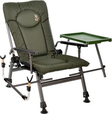 Крісло для риболовлі Carp Angelstuhl F5R ST/P Deluxe з високою спинкою, столиком та тримачем для вудлищ, матеріал: поліестер