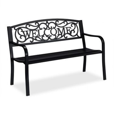 Relaxdays Metal Garden Bench Welcome