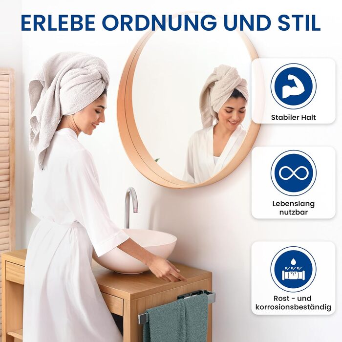 Тримач для рушників на стіну rtmr, хром, 32 см. Стильний тримач для рушників з алюмінію, для ванної кімнати та гостьового туалету. Компактний, настінний.