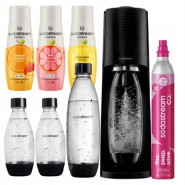 Сифонізатор SodaStream Terra, чорний + 3 пляшки + 3 цитрусові сиропи + балон CO2
