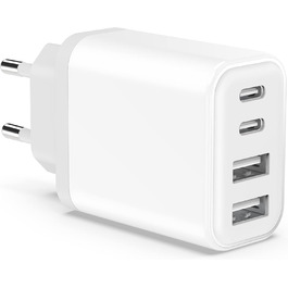 Мережевий адаптер USB C 40W 4-портовий: зарядка для iPhone, iPad, Galaxy та інших пристроїв