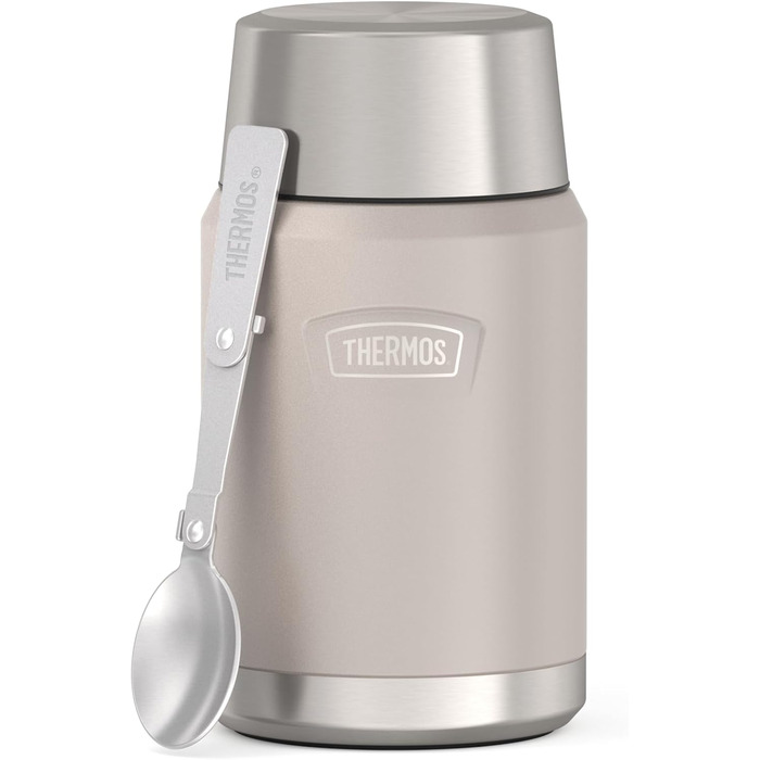 Термос ICON Food Jar 0,71 л, темно-сірий/графітовий матовий, контейнер для їжі з подвійних стінок з нержавіючої сталі 18/8, зберігає тепло та холод, з відкидним ложкою, неслизьке дно, абсолютно герметичний