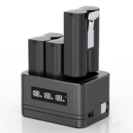 Зарядний пристрій для акумуляторів Ring (3 шт., 6040 mAh) з LED-дисплеєм та Type-C кабелем, сумісний з Ring 2/3/4/Plus/Spotlight/Stick Up Cam. Чорний